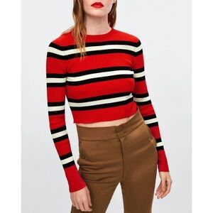 Zara striped ribbed knit top